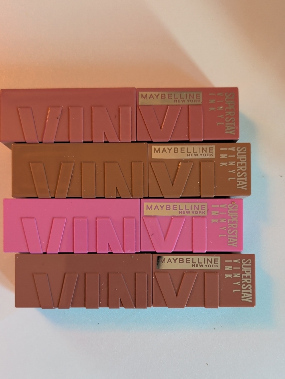 Maybelline Liquid Vinyl Lipstick Set - Mauve, Brown, Bright Pink, Warm Taupe